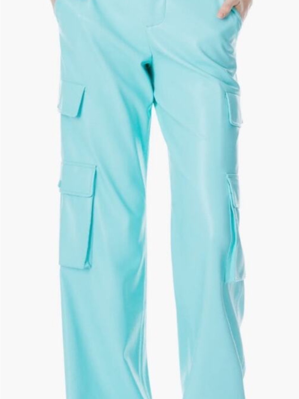 Alice + Olivia Hayes aqua Wide-Leg Cargo Trousers vegan leather